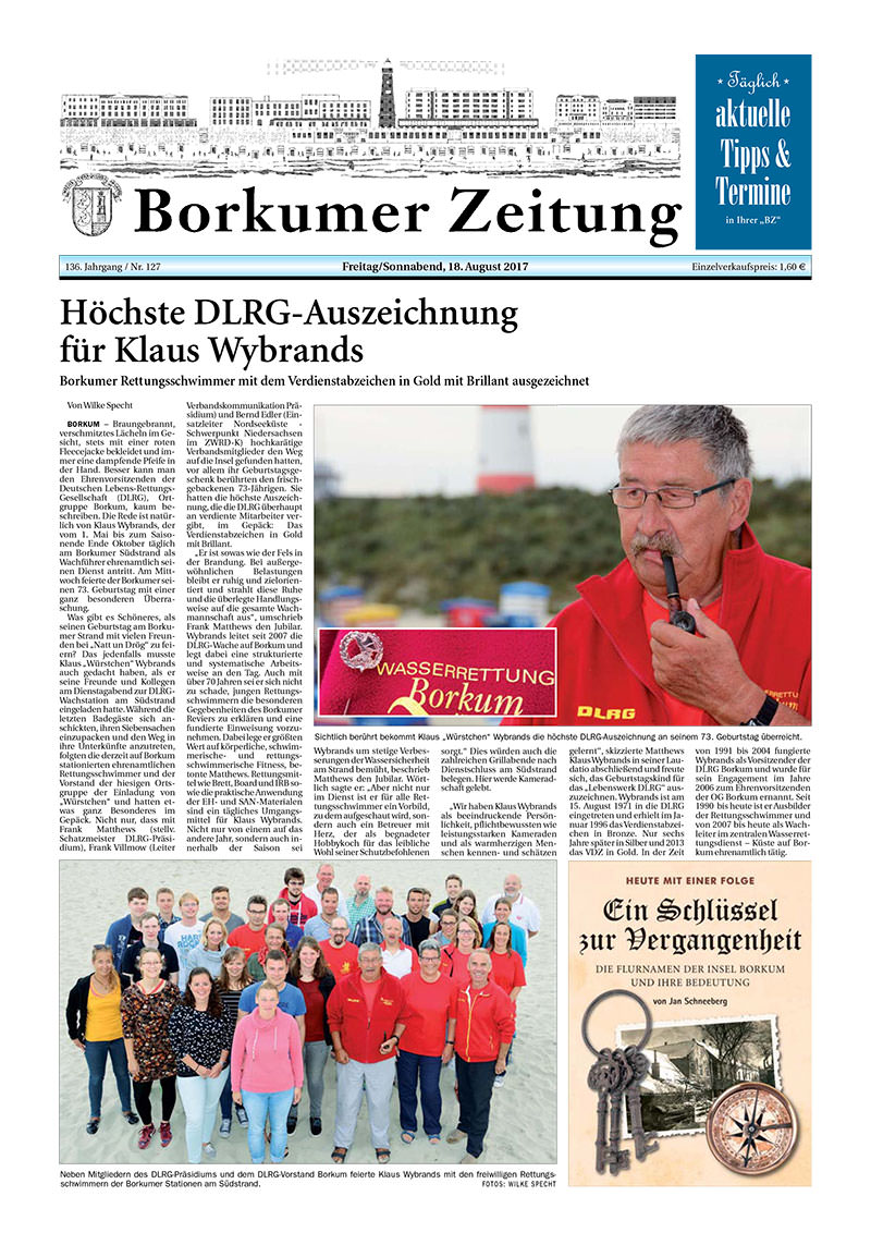 Höchste DLRG-Auszeichnung für Klaus Wybrands